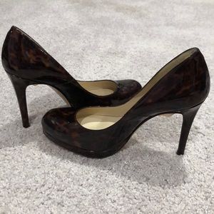 Glossy Platform Heels Real Leather